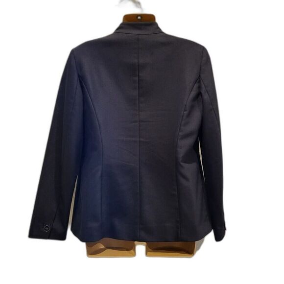 Chico's Size 0 (X-Small) Black Cotton Blend Jacket Black / White Striped Lining - Picture 5 of 13